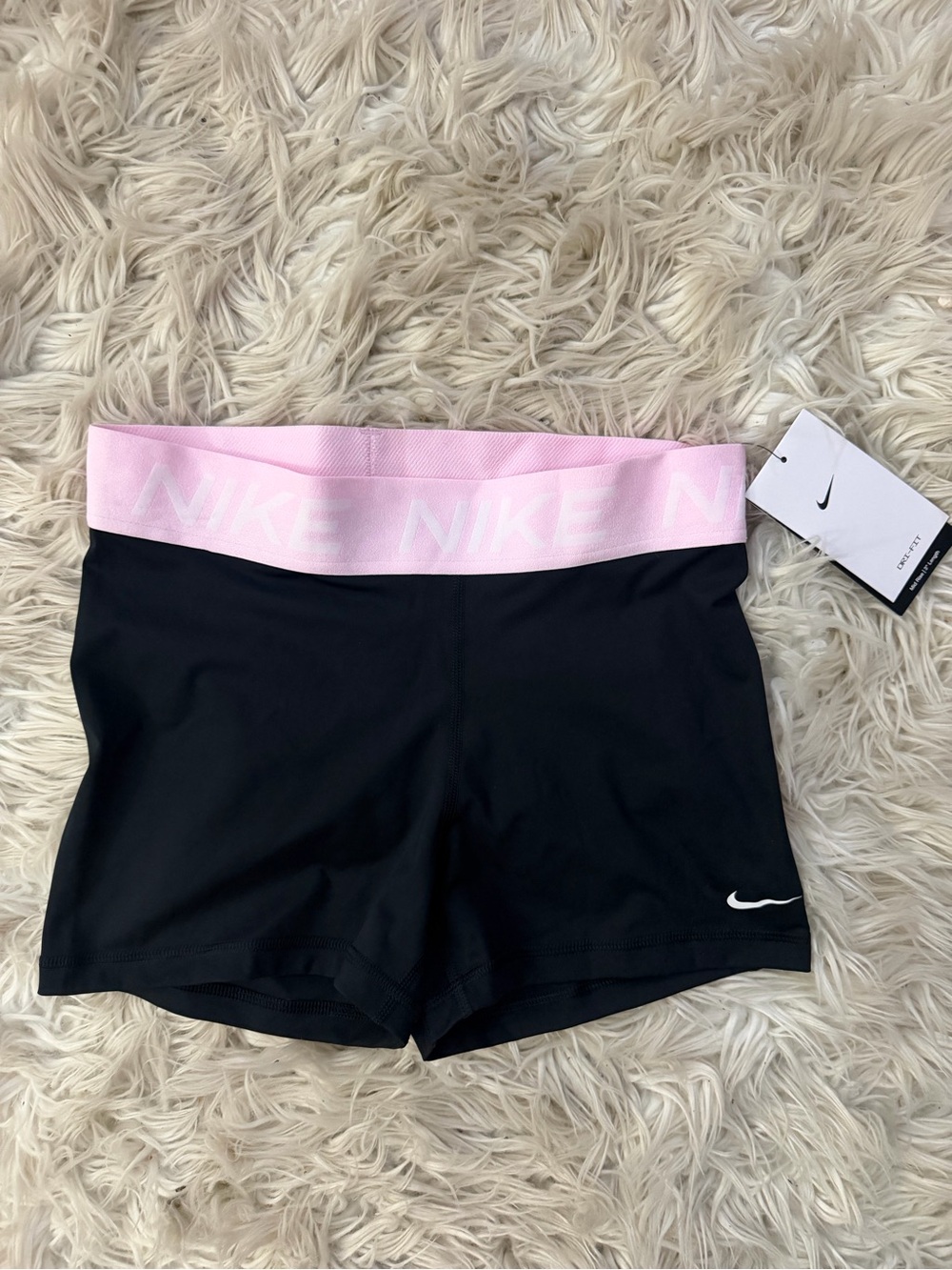NWT Nike Women's Black Shorts with Pink Waistband